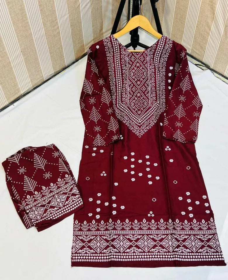 Stylish Collection stiTched New Chunri 2pc Dress for Women - Dress For Girls - Dress For Women - Stitched Suit for Girls - Stitched Suit For Women